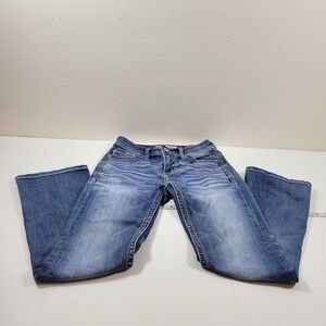 BKE Aiden Bootleg Jeans Womens 27S‎ Blue Excellent Mid Rise Heavy Stitch Denim